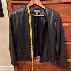 Kate Hill Ladies Black Leather Jacket  - Size 10P